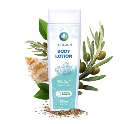 TOPICANN Body Milk con Cáñamo y Sales del Mar Muerto – 200 ml Hidratación natural y alivio para pieles sensibles, atópicas o secas, en niños y adultos.